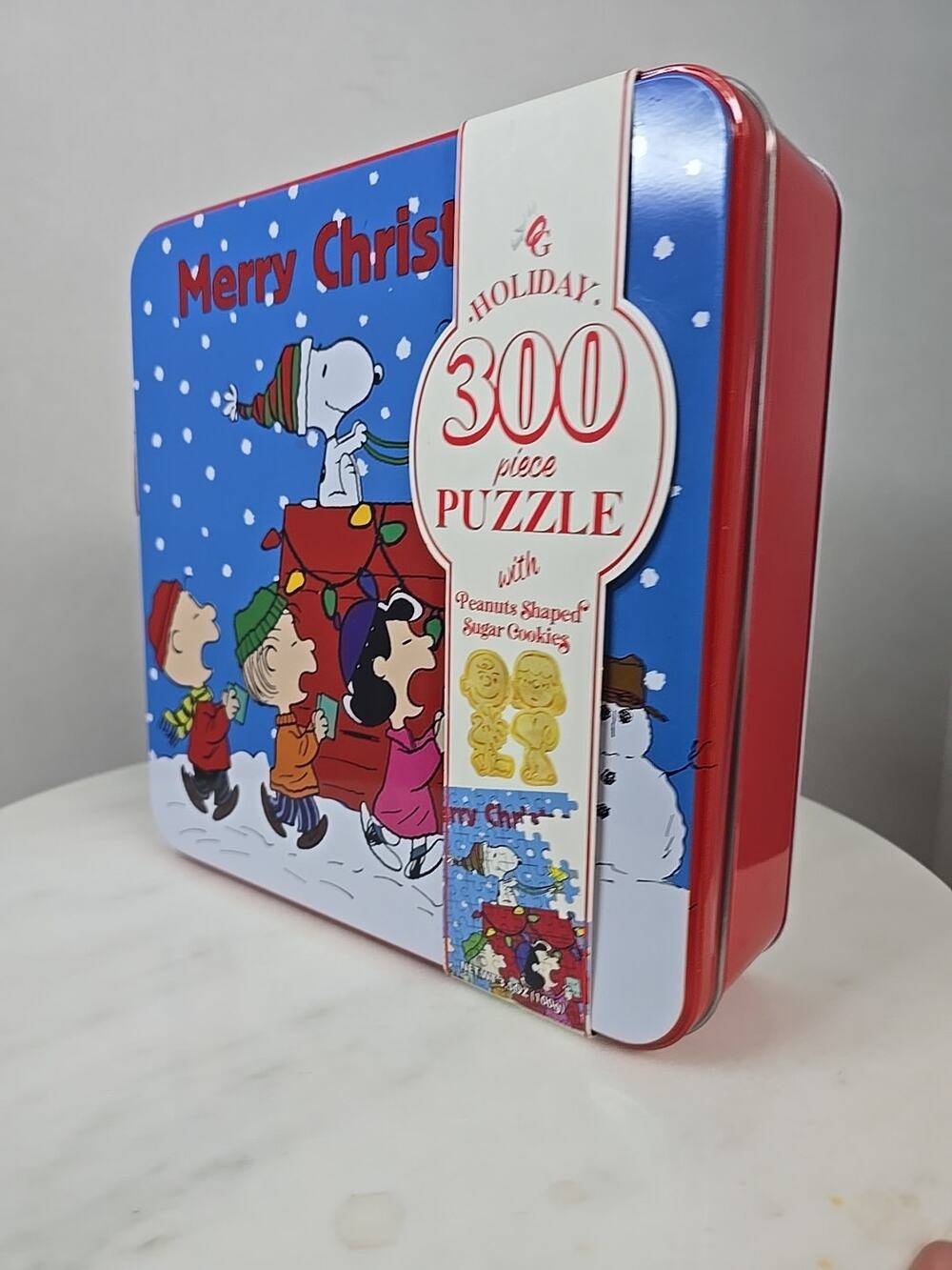 Peanuts 300 Piece Collector’s Tin Jigsaw Puzzle w/ Peanuts Shaped Sugar Cookies